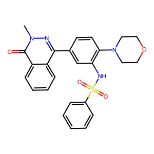 N-[5-(3-methyl-4-oxophthalazin-1-yl)-2-morpholin-4-ylphenyl]benzenesulfonamide structure