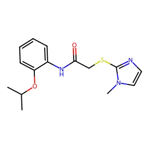 2-(1-methylimidazol-2-yl)sulfanyl-N-(2-propan-2-yloxyphenyl)acetamide structure