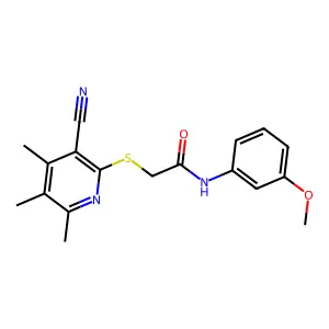 2-(3-cyano-4,5,6-trimethylpyridin-2-yl)sulfanyl-N-(3-methoxyphenyl)acetamide structure