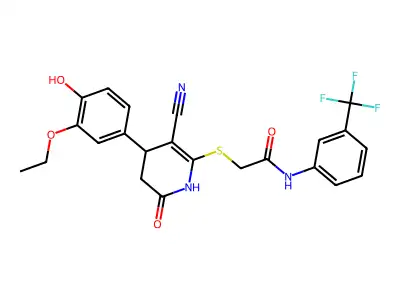 2-[[5-cyano-4-(3-ethoxy-4-hydroxyphenyl)-2-oxo-3,4-dihydro-1H-pyridin-6-yl]sulfanyl]-N-[3-(trifluoromethyl)phenyl]acetamide structure