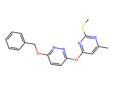 4-Methyl-2-methylsulfanyl-6-(6-phenylmethoxypyridazin-3-yl)oxypyrimidine structure