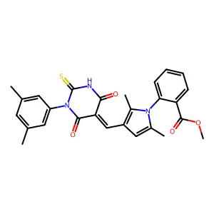methyl 2-(3-{(E)-[1-(3,5-dimethylphenyl)-4,6-dioxo-2-thioxotetrahydropyrimidin-5(2H)-ylidene]methyl}-2,5-dimethyl-1H-pyrrol-1-yl)benzoate structure