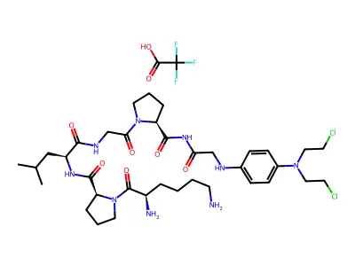 Glycinamide, D-lysyl-L-prolyl-L-leucylglycyl-L-prolyl-N-(4-(bis(2-chloroethyl)amino)phenyl)-,mono(trifluoroacetate) structure