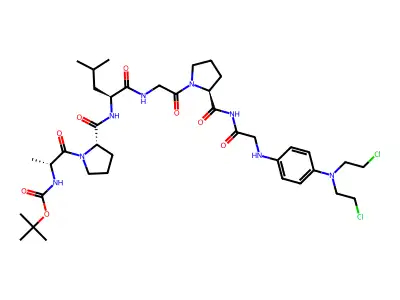 Glycinamide, N-((1,1-dimethylethoxy)carbonyl)-D-alanyl-L-prolyl-L-leucylglycyl-L-prolyl-N-(4-(bis(2-chloroethyl)amino)phenyl)- structure