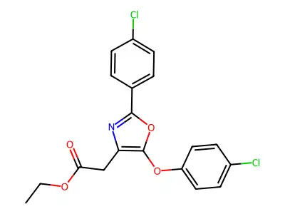 4-Oxazoleacetic acid, 5-(4-chlorophenoxy)-2-(4-chlorophenyl)-, ethyl ester structure