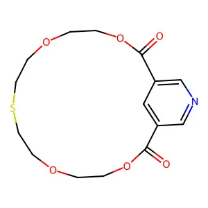 3,6,12,15-tetraoxa-9-thia-19-azabicyclo[15.3.1]henicosa-1(21),17,19-triene-2,16-dione structure
