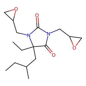 5-Ethyl-5-(2-methylbutyl)-1,3-bis(oxiranylmethyl)imidazolidine-2,4-dione structure