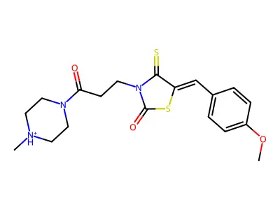 5-[(4-methoxyphenyl)methylidene]-3-[3-(4-methyl-2,3,5,6-tetrahydropyrazin-1-yl)-3-oxo-propyl]-4-sulfanylidene-thiazolidin-2-one structure