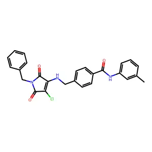 4-[[(1-benzyl-4-chloro-2,5-dioxopyrrol-3-yl)amino]methyl]-N-(3-methylphenyl)benzamide structure