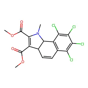 1H-Benz[g]indole-2,3-dicarboxylic acid, 6,7,8,9-tetrachloro-3a,9b-dihydro-1-methyl-, dimethyl ester structure