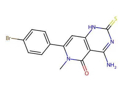 4-Amino-7-(4-bromophenyl)-2-mercapto-6-methylpyrido(4,3-d)pyrimidin-5(6H)-one structure