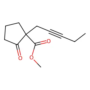 Cyclopentanecarboxylic acid, 2-oxo-1-(2-pentyn-1-yl)-, methyl ester structure