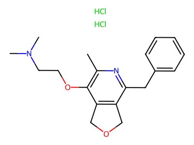 Ethanamine, 2-((1,3-dihydro-6-methyl-4-(phenylmethyl)furo(3,4-c)pyridin-7-yl)oxy)-N,N-dimethyl-, dihydrochloride structure