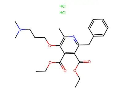 3,4-Pyridinedicarboxylic acid, 5-(3-(dimethylamino)propoxy)-6-methyl-2-(phenylmethyl)-, diethyl ester, dihydrochloride structure