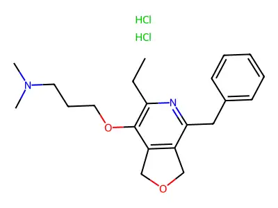 1-Propanamine, 3-((6-ethyl-1,3-dihydro-4-(phenylmethyl)furo(3,4-c)pyridin-7-yl)oxy)-N,N-dimethyl-, dihydrochloride structure