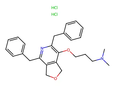 1-Propanamine, 3-((1,3-dihydro-4,6-bis(phenylmethyl)furo(3,4-c)pyridin-7-yl)oxy)-N,N-dimethyl-, dihydrochloride structure