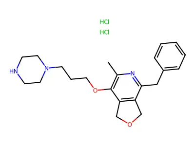4-Benzyl-6-methyl-7-(3-(1-piperazinyl)propoxy)-1,3-dihydrofuro(3,4-c)pyridine dihydrochloride structure