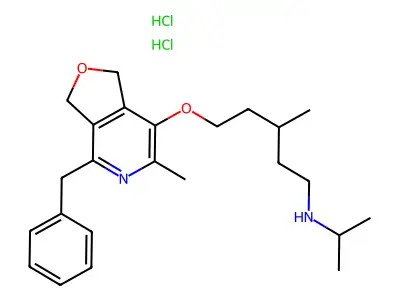 1-Pentanamine, 5-((1,3-dihydro-6-methyl-4-(phenylmethyl)furo(3,4-c)pyridin-7-yl)oxy)-3-methyl-N-(1-methylethyl)-, dihydrochloride structure