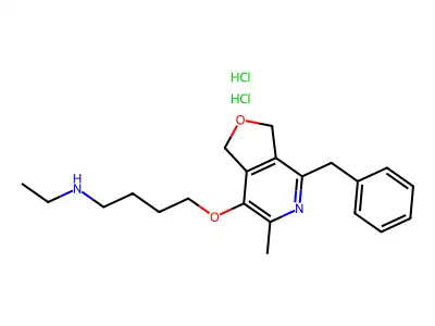 1-Butanamine, 4-((1,3-dihydro-6-methyl-4-(phenylmethyl)furo(3,4-c)pyridin-7-yl)oxy)-N-ethyl-,dihydrochloride structure