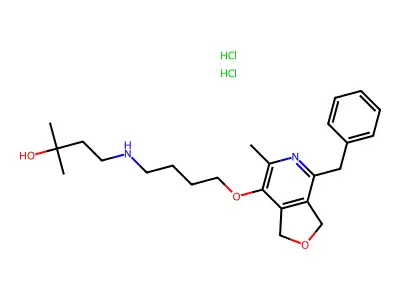 2-Butanol, 4-((4-((1,3-dihydro-6-methyl-4-(phenylmethyl)furo(3,4-c)pyridin-7-yl)oxy)butyl)amino)-2-methyl-, dihydrochloride structure