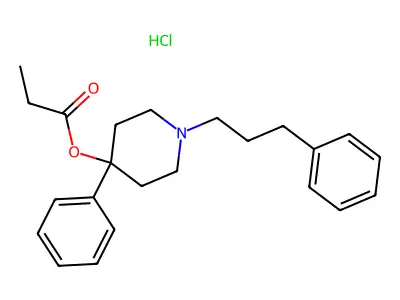 4-Piperidinol, 4-phenyl-1-(3-phenylpropyl)-, propionate (ester), hydrochloride structure