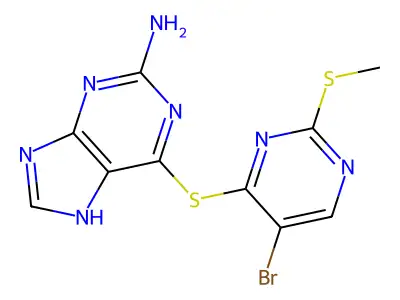 Purine, 2-amino-6-[5-bromo-2-(methylthio)-4-pyrimidinylthio]- structure