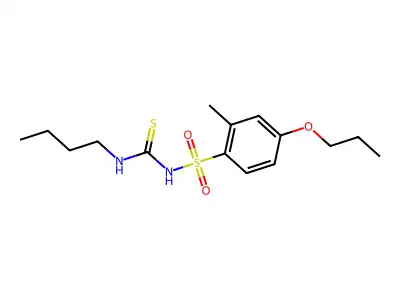 Benzenesulfonamide, N-((butylamino)thioxomethyl)-2-methyl-4-propoxy- structure