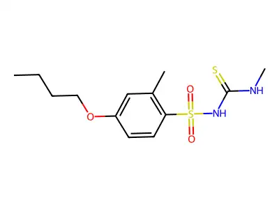 Benzenesulfonamide, 4-butoxy-2-methyl-N-((methylamino)thioxomethyl)- structure