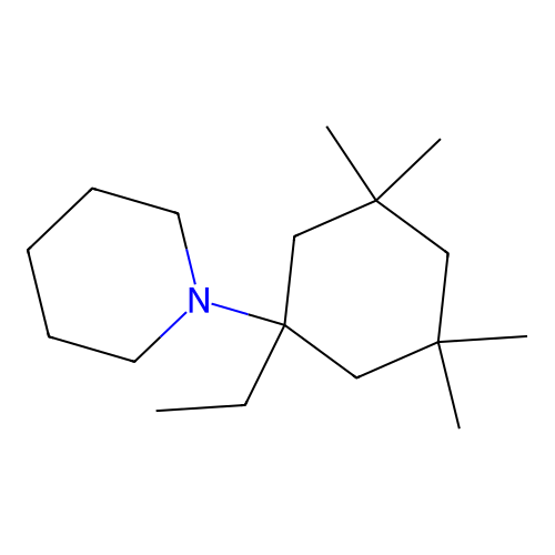 Piperidine, 1-(1-ethyl-3,3,5,5-tetramethylcyclohexyl)- structure