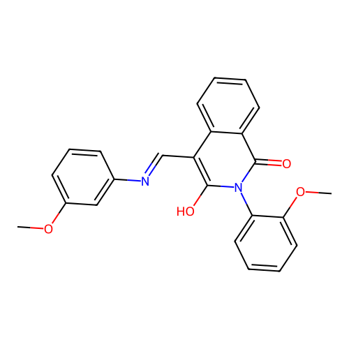 (4E)-4-[(3-methoxyanilino)methylidene]-2-(2-methoxyphenyl)isoquinoline-1,3-dione structure