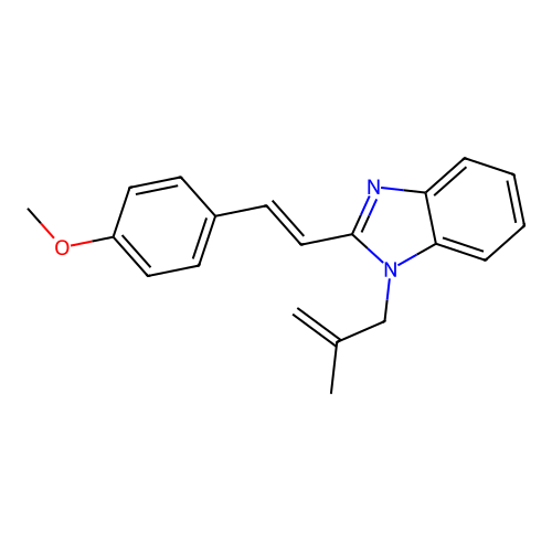 1-{(1E)-2-[1-(2-methylprop-2-enyl)benzimidazol-2-yl]vinyl}-4-methoxybenzene structure