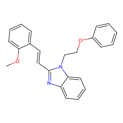 2-[(E)-2-(2-methoxyphenyl)ethenyl]-1-(2-phenoxyethyl)benzimidazole structure