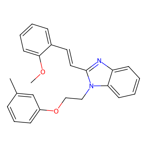 2-[(E)-2-(2-methoxyphenyl)ethenyl]-1-[2-(3-methylphenoxy)ethyl]-1H-benzimidazole structure