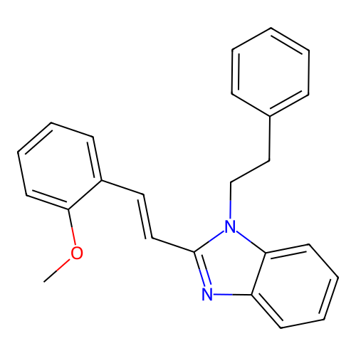 1-{(1E)-2-[1-(2-phenylethyl)benzimidazol-2-yl]vinyl}-2-methoxybenzene structure
