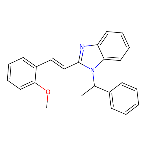 2-[(E)-2-(2-methoxyphenyl)ethenyl]-1-(1-phenylethyl)-1H-benzimidazole structure
