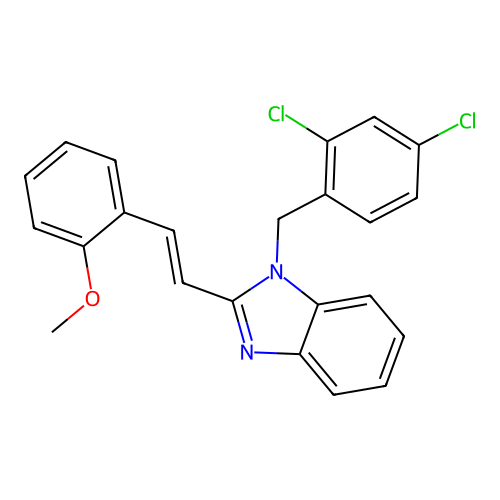 1-(2,4-dichlorobenzyl)-2-[(E)-2-(2-methoxyphenyl)ethenyl]-1H-benzimidazole structure