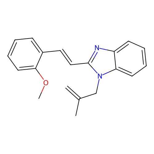 2-[(E)-2-(2-methoxyphenyl)ethenyl]-1-(2-methylprop-2-en-1-yl)-1H-benzimidazole structure