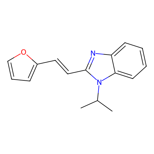 2-{(1E)-2-[1-(methylethyl)benzimidazol-2-yl]vinyl}furan structure