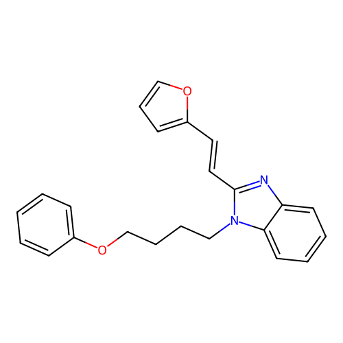 2-[(E)-2-(furan-2-yl)ethenyl]-1-(4-phenoxybutyl)-1H-benzimidazole structure