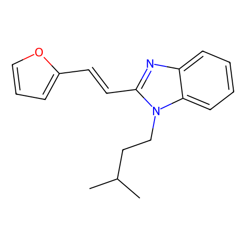 (E)-2-(2-(furan-2-yl)vinyl)-1-isopentyl-1H-benzo[d]imidazole structure