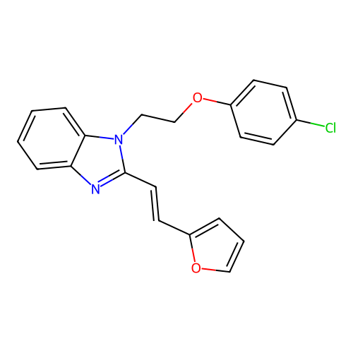 4-{2-[2-((1E)-2-(2-furyl)vinyl)benzimidazolyl]ethoxy}-1-chlorobenzene structure