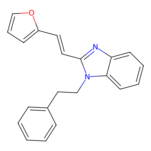 (E)-2-(2-(furan-2-yl)vinyl)-1-phenethyl-1H-benzo[d]imidazole structure
