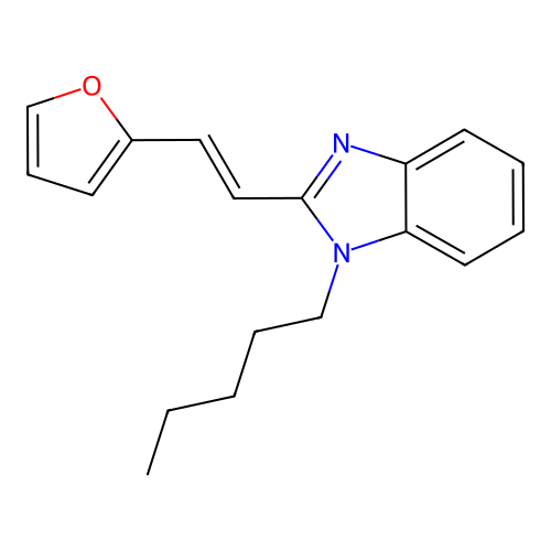 2-[(1E)-2-(1-pentylbenzimidazol-2-yl)vinyl]furan structure