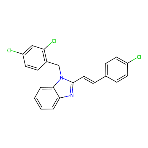 2-[(1E)-2-(4-chlorophenyl)vinyl]-1-[(2,4-dichlorophenyl)methyl]benzimidazole structure