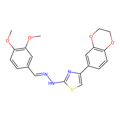 3,4-dimethoxybenzaldehyde [4-(2,3-dihydro-1,4-benzodioxin-6-yl)-1,3-thiazol-2-yl]hydrazone structure