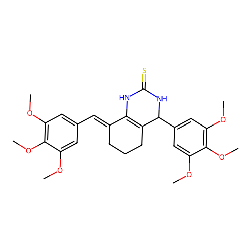 (8E)-8-(3,4,5-trimethoxybenzylidene)-4-(3,4,5-trimethoxyphenyl)-3,4,5,6,7,8-hexahydroquinazoline-2(1H)-thione structure