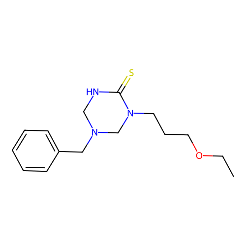 5-Benzyl-1-(3-ethoxypropyl)-1,3,5-triazinane-2-thione structure