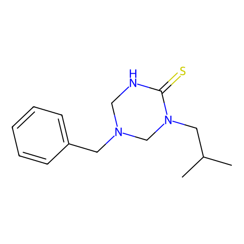 5-Benzyl-1-(2-methylpropyl)-1,3,5-triazinane-2-thione structure