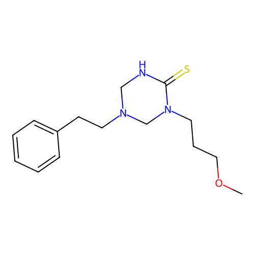 1-(3-Methoxypropyl)-5-phenethyl-1,3,5-triazinane-2-thione structure