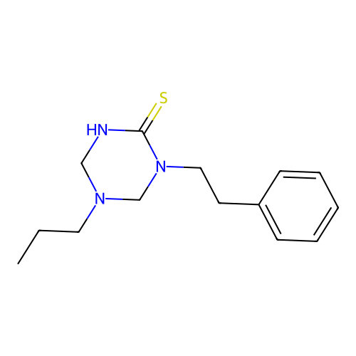 1-Phenethyl-5-propyl-1,3,5-triazinane-2-thione structure